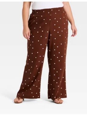 Target A New Day Brown Polka Dot Wide-Leg Pants